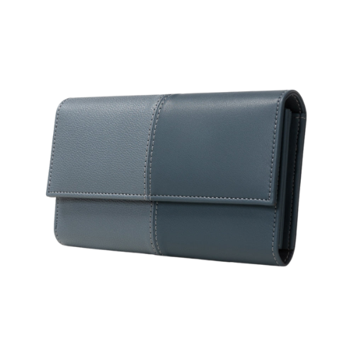 Agacapital Blue Color Block Flap Wallet
