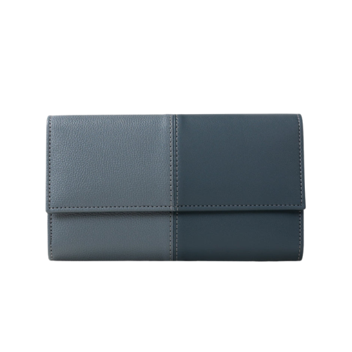 Agacapital Blue Color Block Flap Wallet
