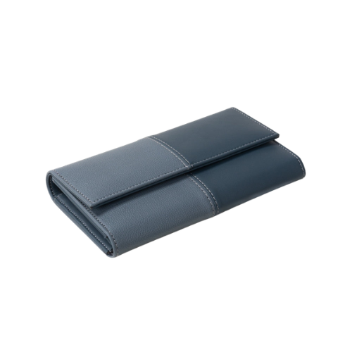 Agacapital Blue Color Block Flap Wallet